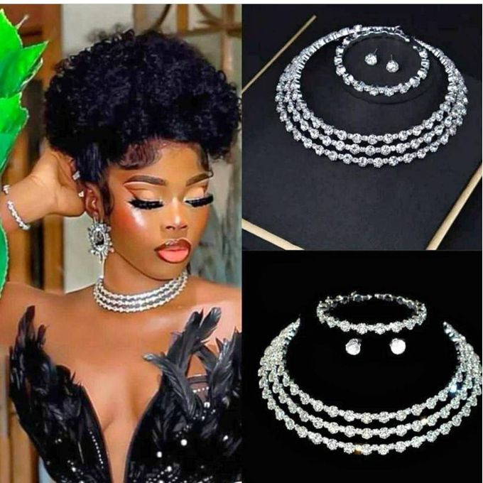Elegant shiny jewelry set non tarnish earring and necklace for women