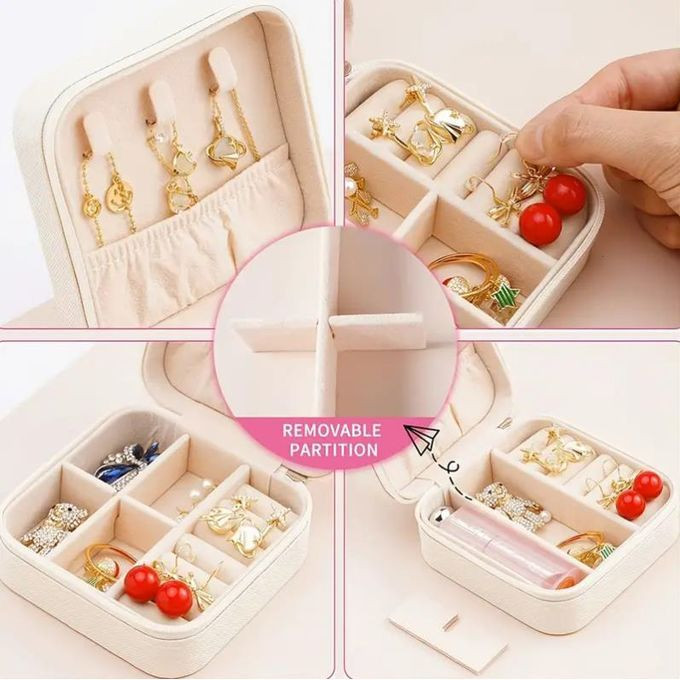 Portable Necklace, Earrings Travel Jewelry Organizer - White